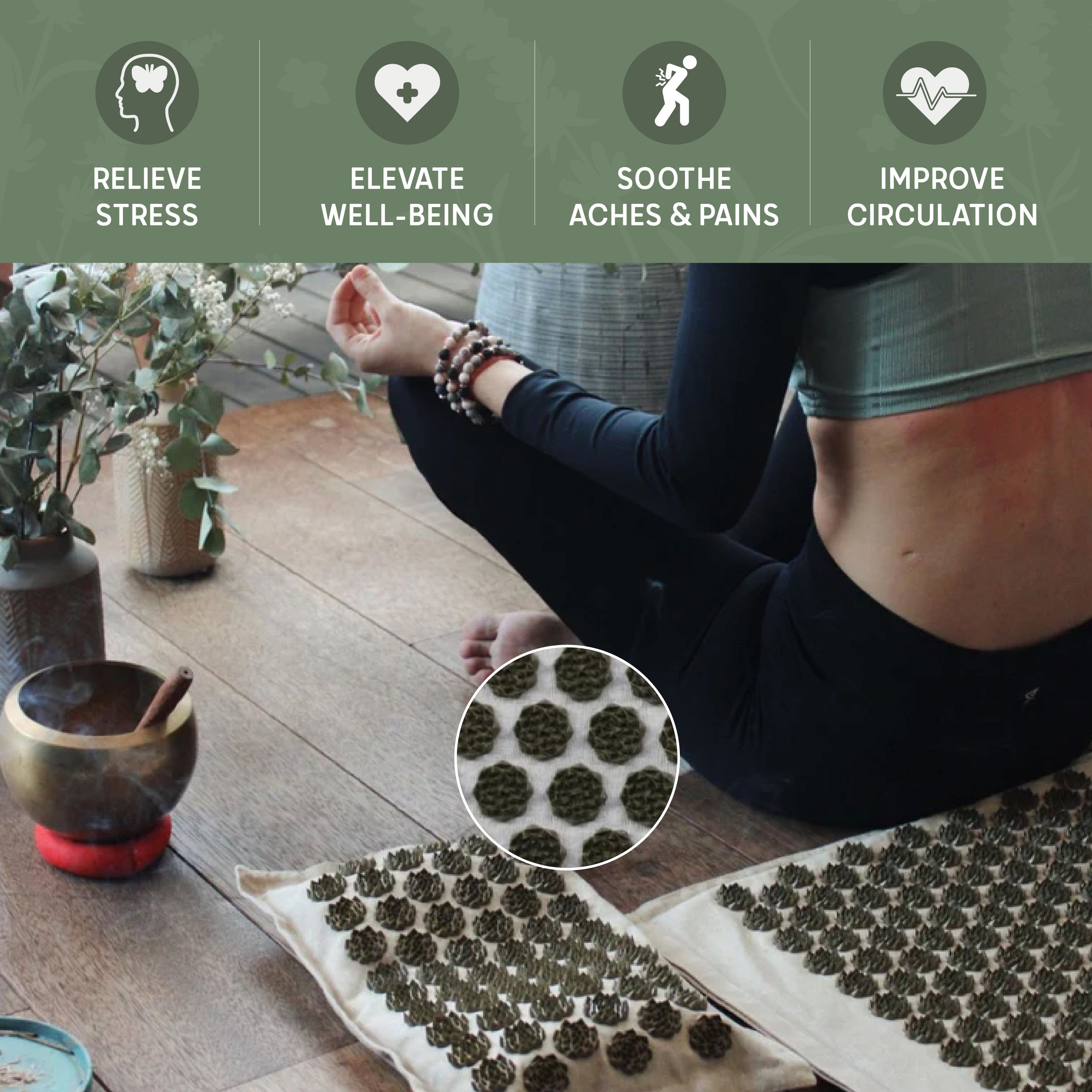 Zephira | Acupressure Mat & Pillow Set — Breathable Linen Coconut Fiber Design 3