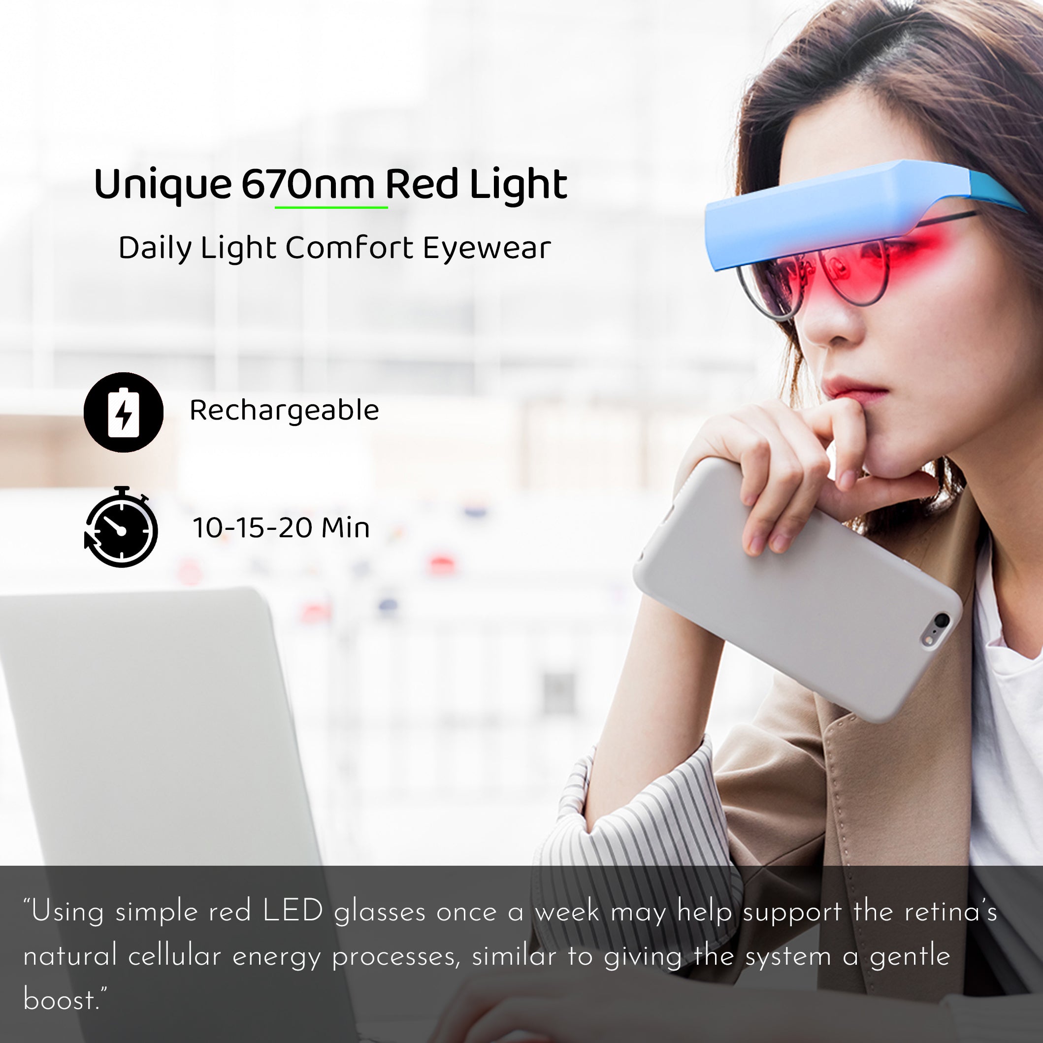 Zephira | Red Light Therapy Glasses — 670nm LED Lightweight Ergonomic Comfort Eyewear 2