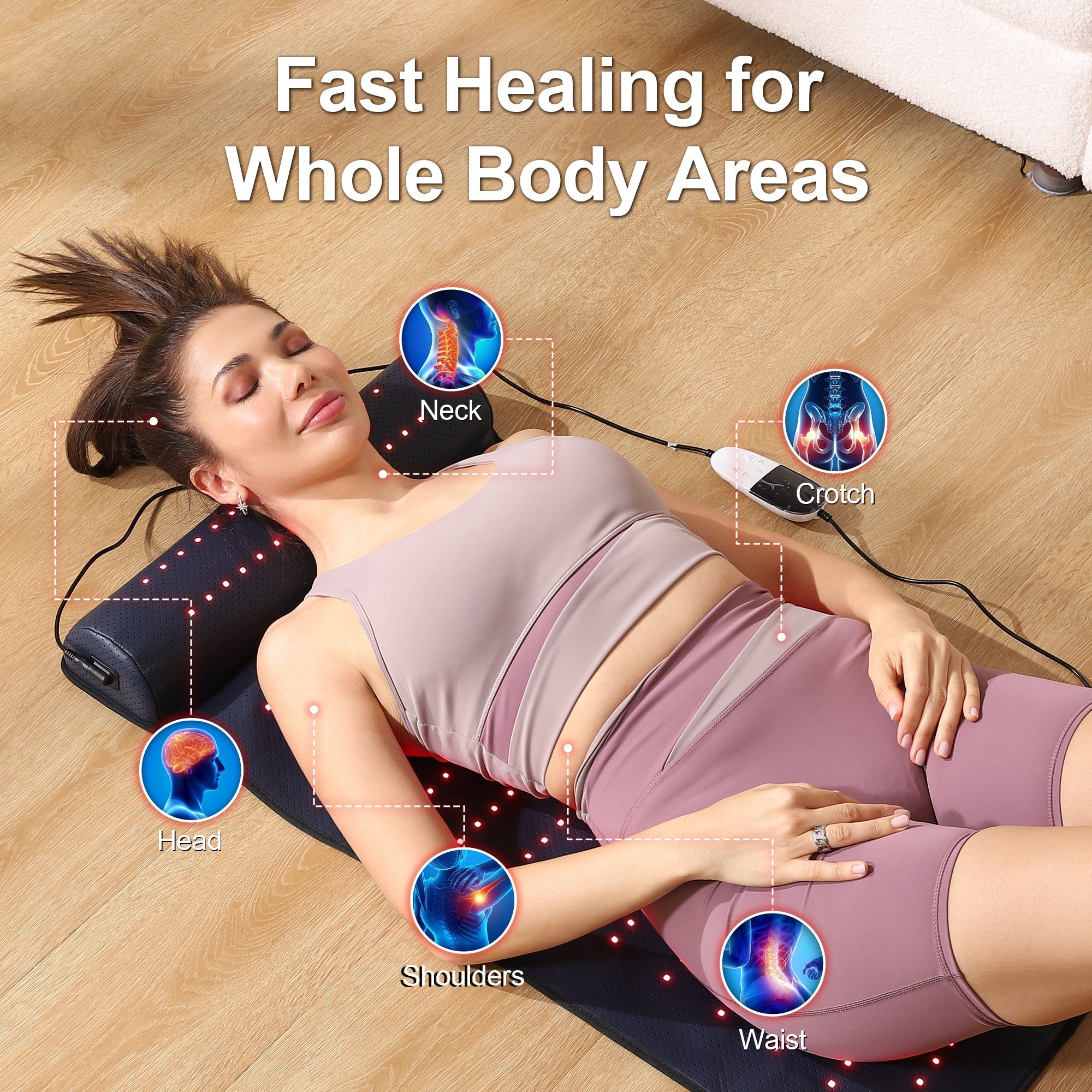 Zephira | Red Light Therapy Mat — Leather Design with Built-in Neck Support 4