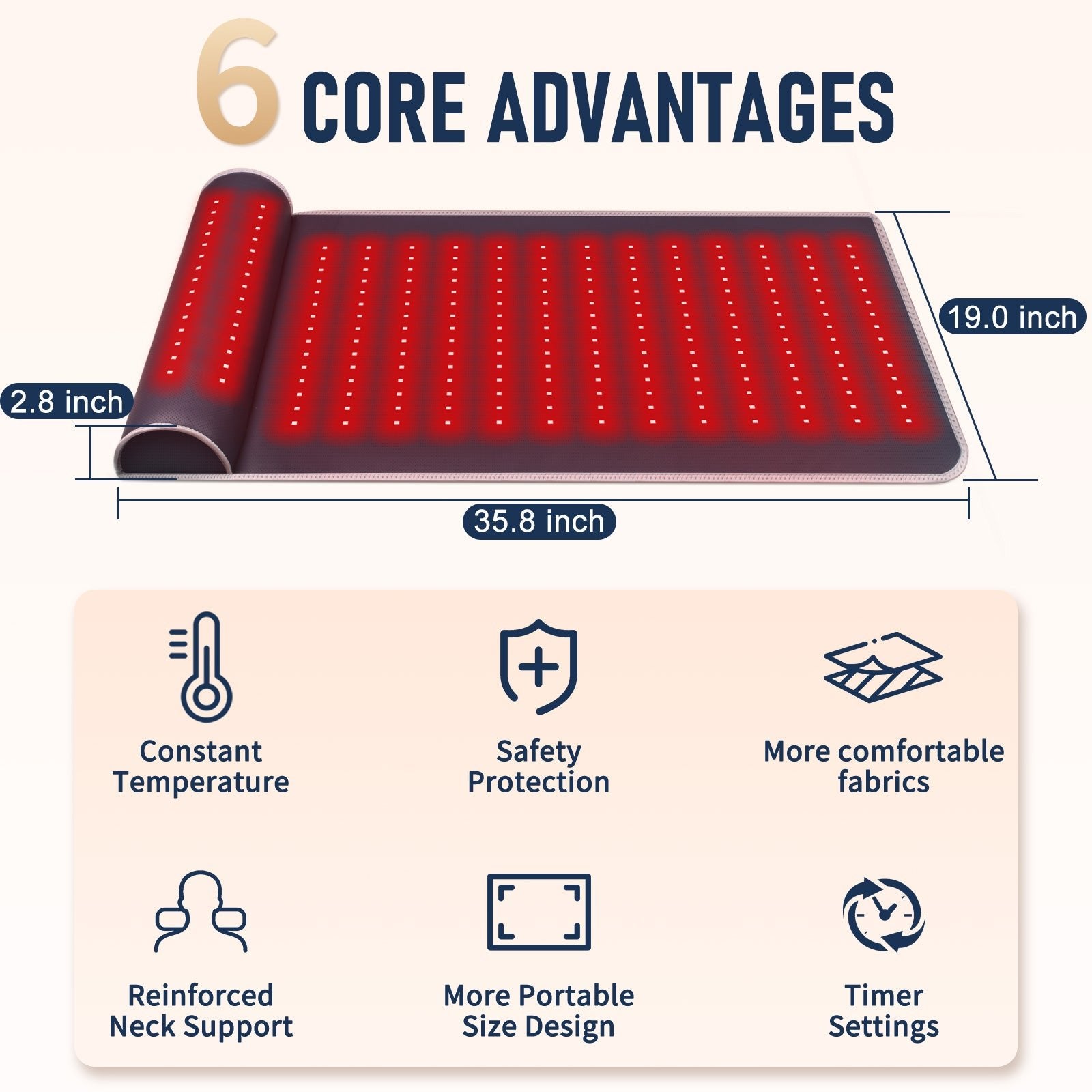 Zephira | Red Light Therapy Mat — Leather Design with Built-in Neck Support 5